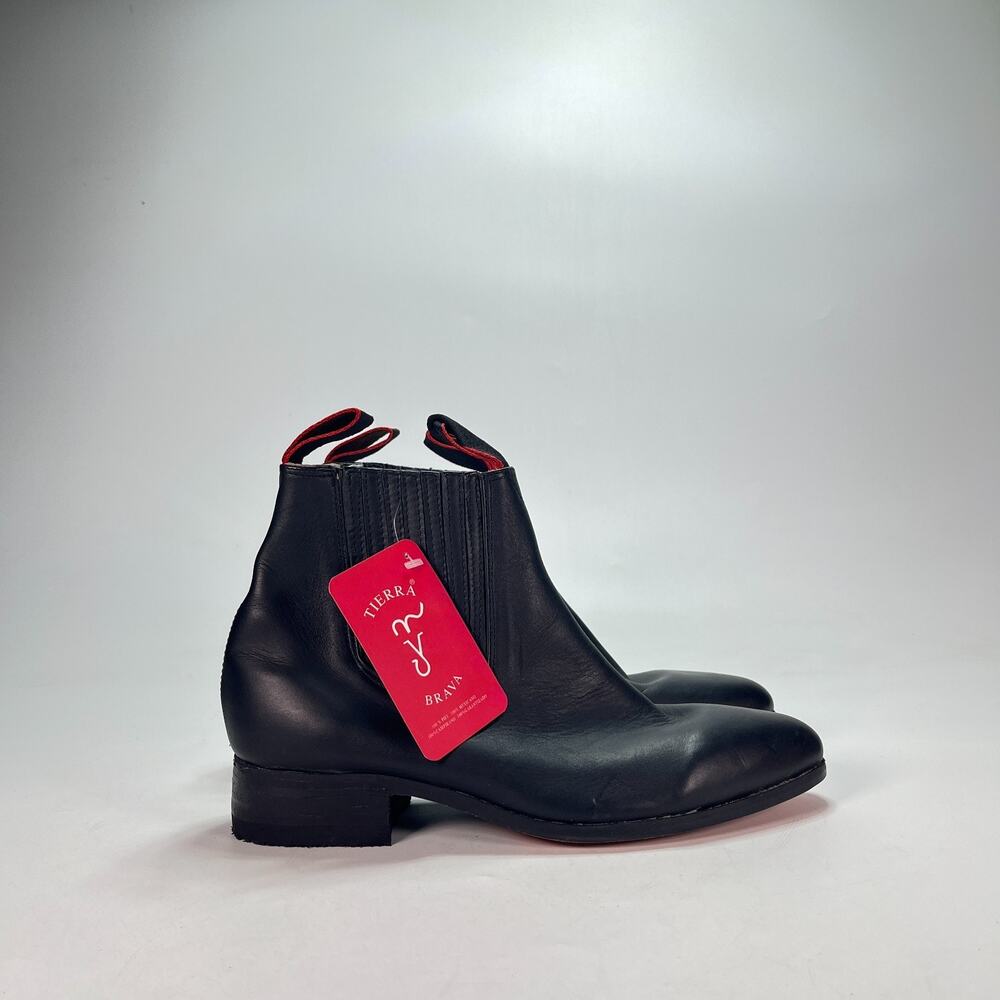 Tierra Brava Black Casual Folklorico Block Heel Pull On Ankle Boots Women's Sz 8